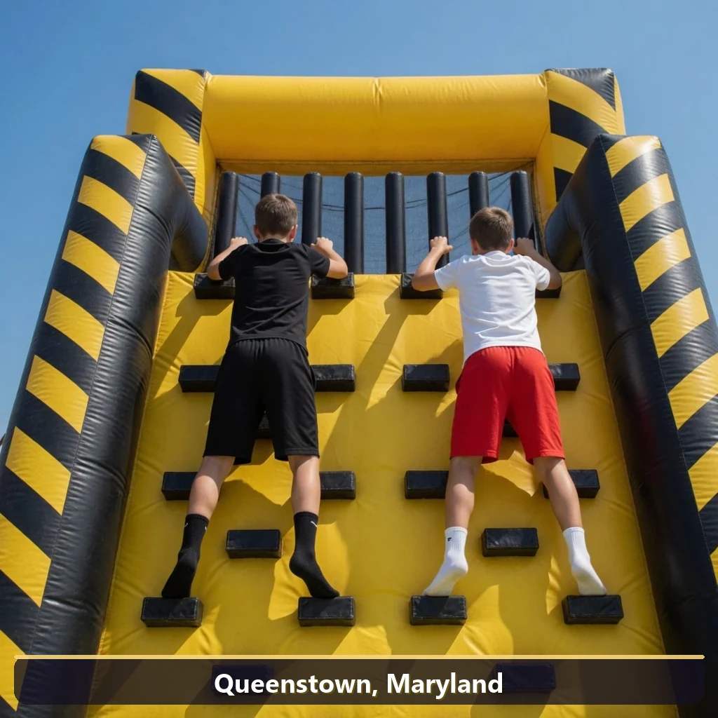 Inflatable obstacle course rental for events in Queenstown, Maryland