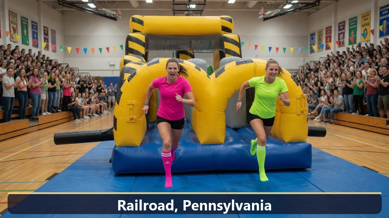 Inflatable obstacle course rental for events in Railroad, Pennsylvania