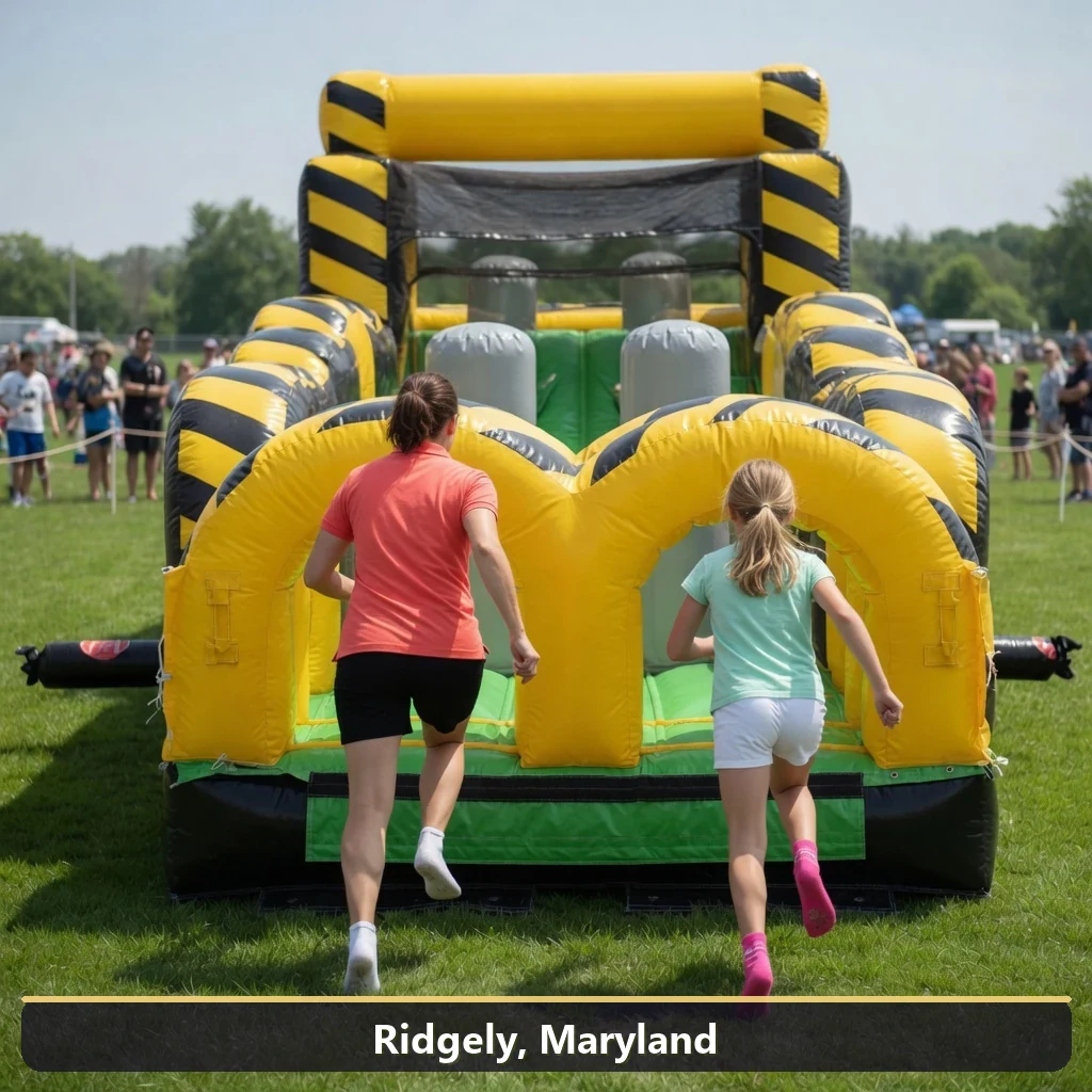 Inflatable obstacle course rental for events in Ridgely, Maryland