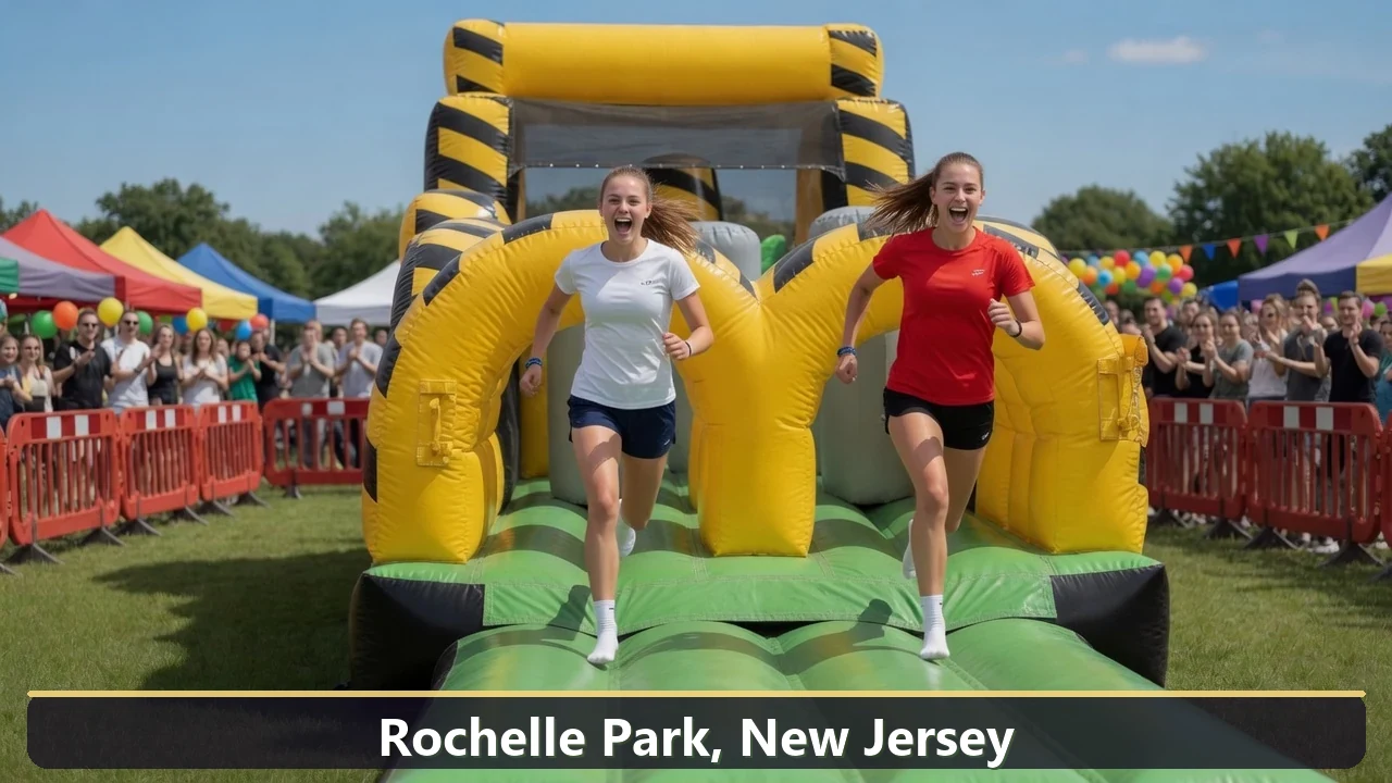Inflatable obstacle course rental for events in Rochelle Park, New Jersey