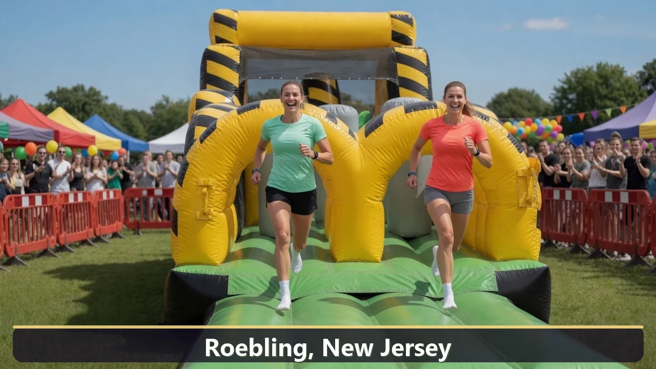 Inflatable obstacle course rental for events in Roebling, New Jersey