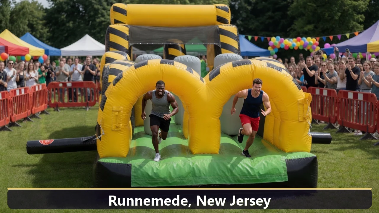 Inflatable obstacle course rental for events in Runnemede, New Jersey
