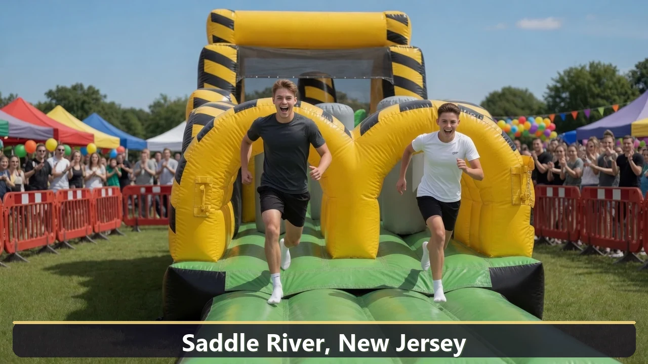 Inflatable obstacle course rental for events in Saddle River, New Jersey
