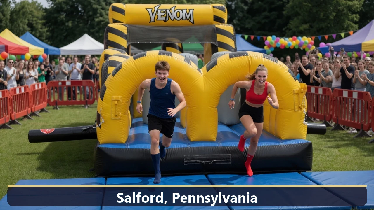 Inflatable obstacle course rental for events in Salford, Pennsylvania