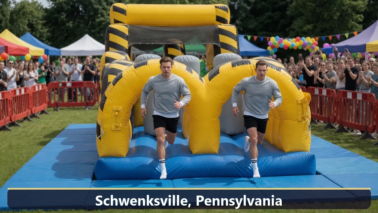 Inflatable obstacle course rental for events in Schwenksville, Pennsylvania