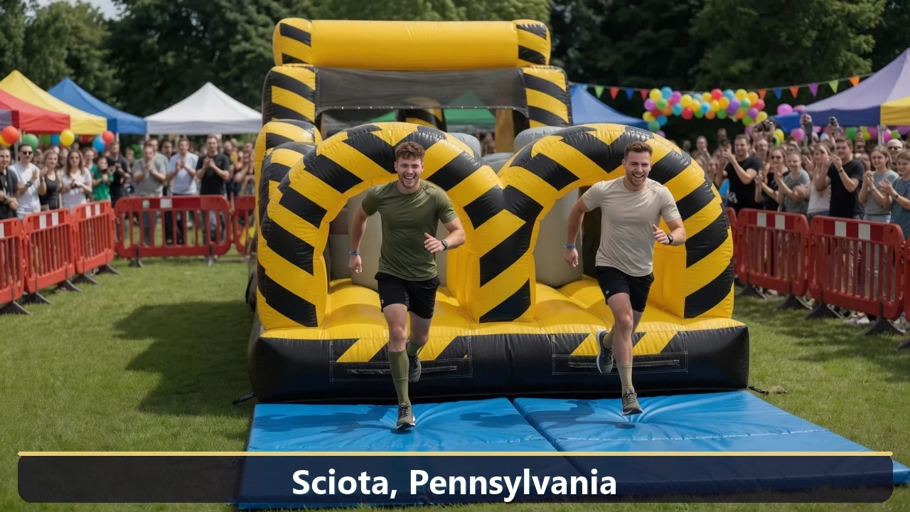 Inflatable obstacle course rental for events in Sciota, Pennsylvania