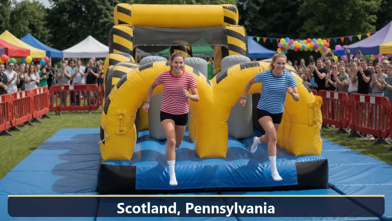 Inflatable obstacle course rental for events in Scotland, Pennsylvania