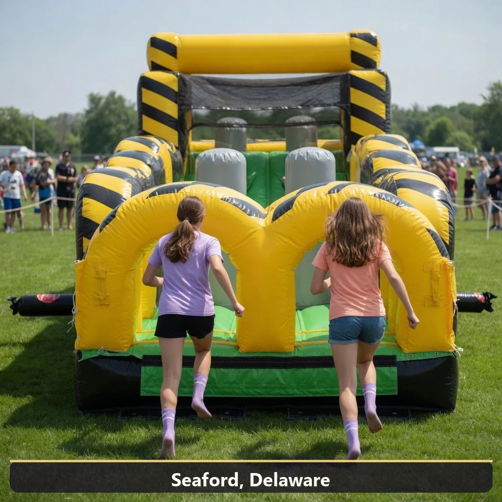 Inflatable obstacle course rental for events in Seaford, Delaware
