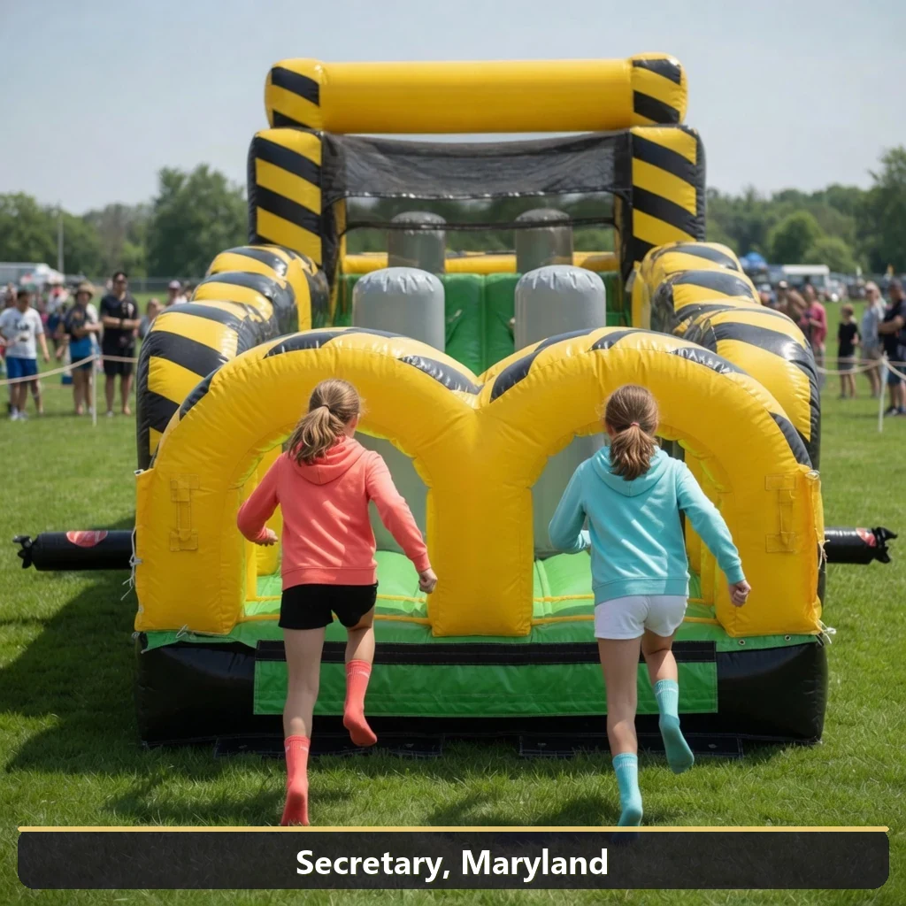 Inflatable obstacle course rental for events in Secretary, Maryland