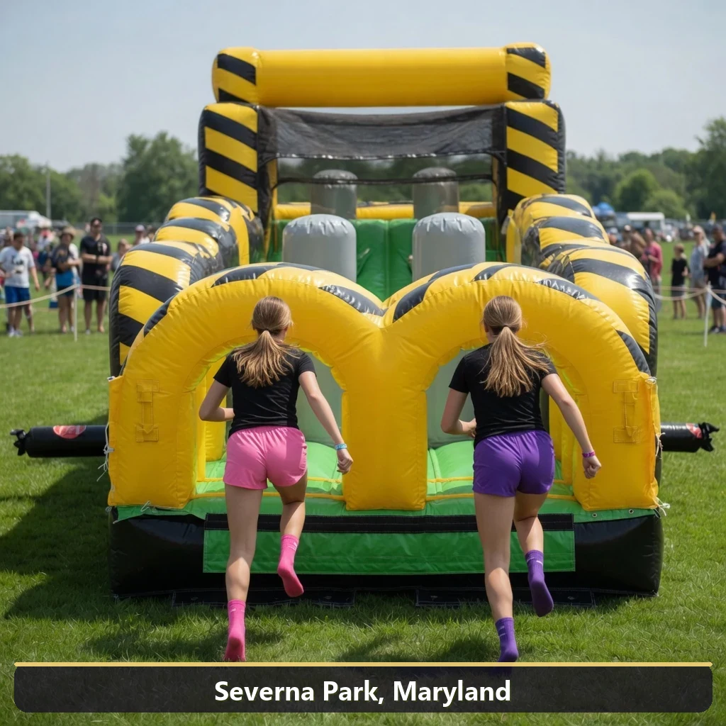 Inflatable obstacle course rental for events in Severna Park, Maryland