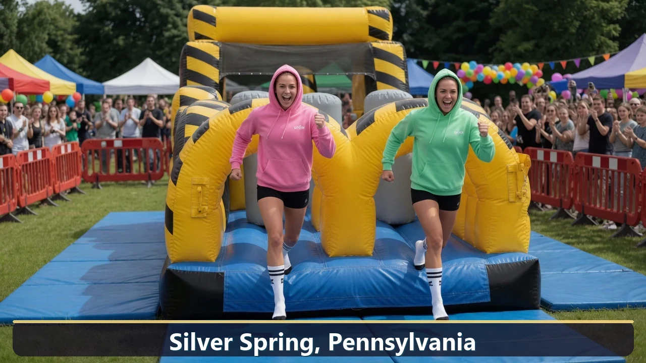 Inflatable obstacle course rental for events in Silver Spring, Pennsylvania