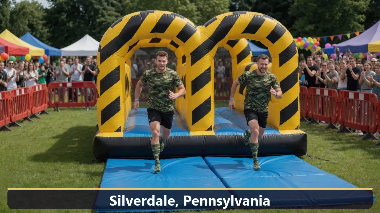 Inflatable obstacle course rental for events in Silverdale, Pennsylvania