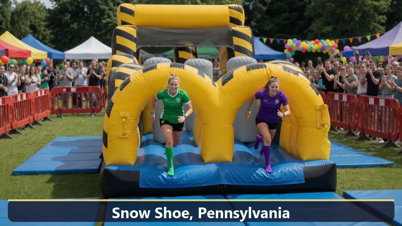 Inflatable obstacle course rental for events in Snow Shoe, Pennsylvania