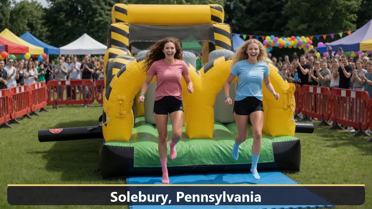 Inflatable obstacle course rental for events in Solebury, Pennsylvania