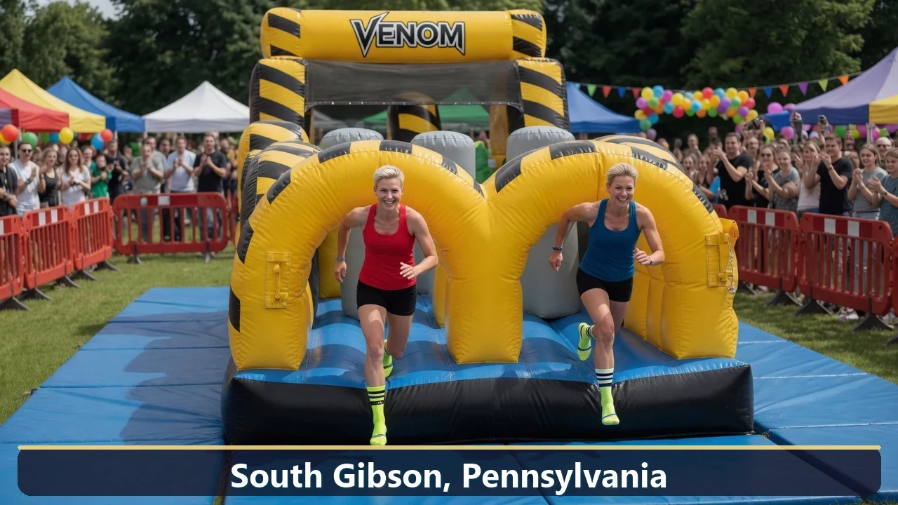 Inflatable obstacle course rental for events in South Gibson, Pennsylvania