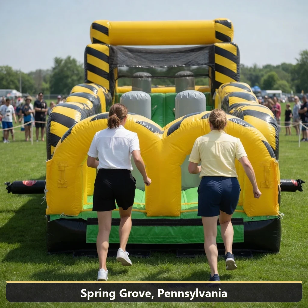 Inflatable obstacle course rental for events in Spring Grove, Pennsylvania