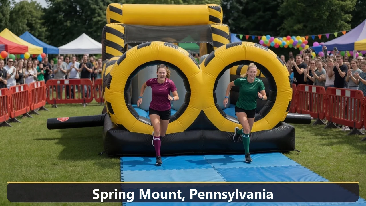 Inflatable obstacle course rental for events in Spring Mount, Pennsylvania