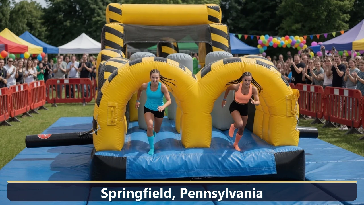 Inflatable obstacle course rental for events in Springfield, Pennsylvania