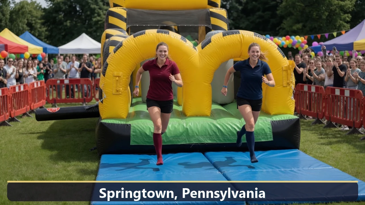 Inflatable obstacle course rental for events in Springtown, Pennsylvania
