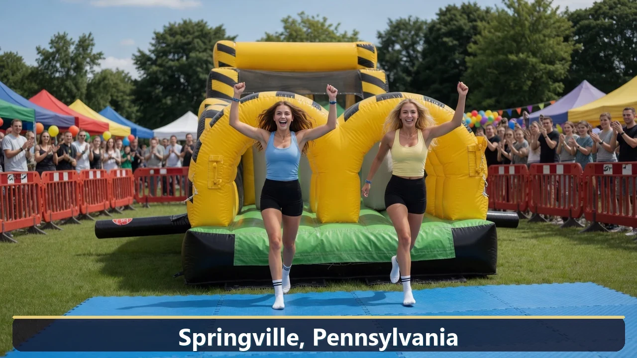 Inflatable obstacle course rental for events in Springville, Pennsylvania
