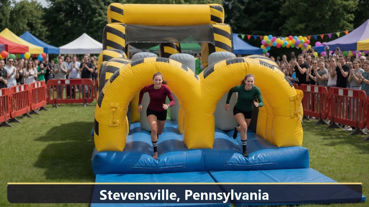 Inflatable obstacle course rental for events in Stevensville, Pennsylvania