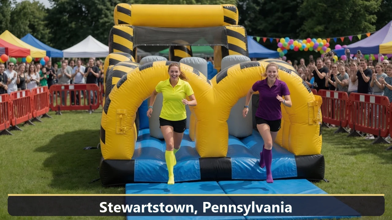 Inflatable obstacle course rental for events in Stewartstown, Pennsylvania