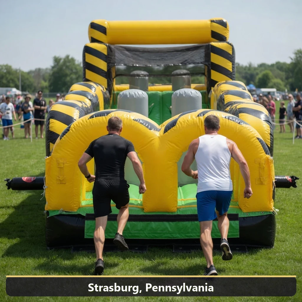 Inflatable obstacle course rental for events in Strasburg, Pennsylvania