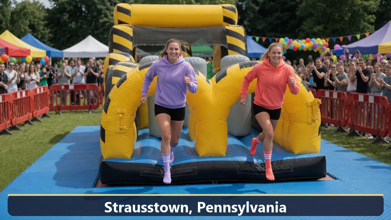 Inflatable obstacle course rental for events in Strausstown, Pennsylvania