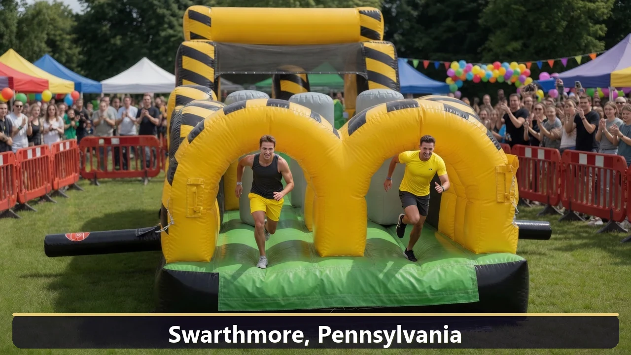 Inflatable obstacle course rental for events in Swarthmore, Pennsylvania