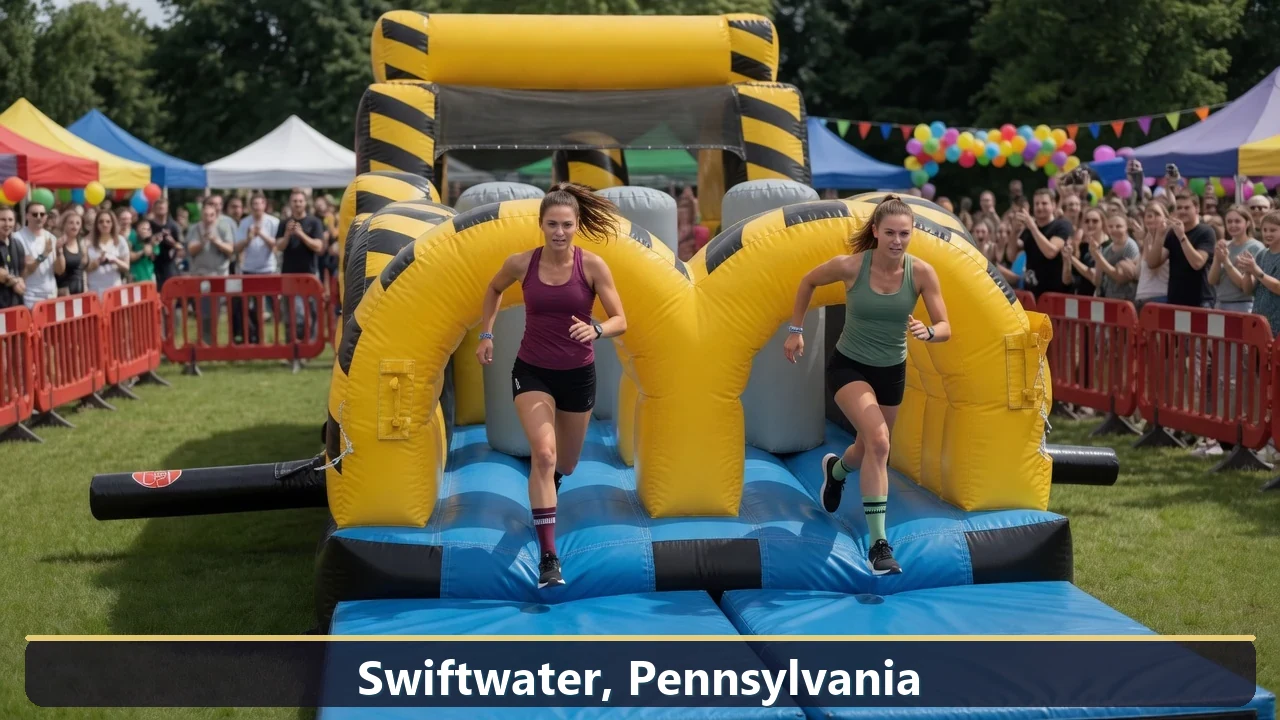 Inflatable obstacle course rental for events in Swiftwater, Pennsylvania