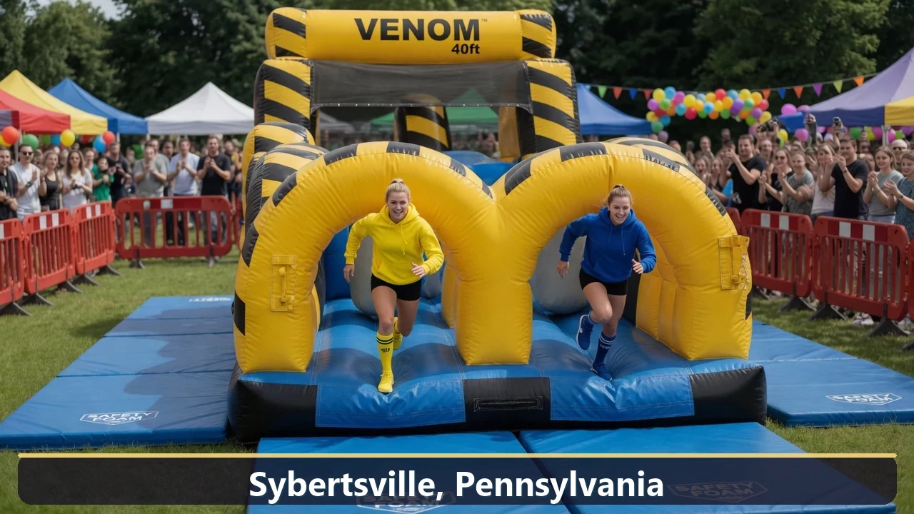 Inflatable obstacle course rental for events in Sybertsville, Pennsylvania