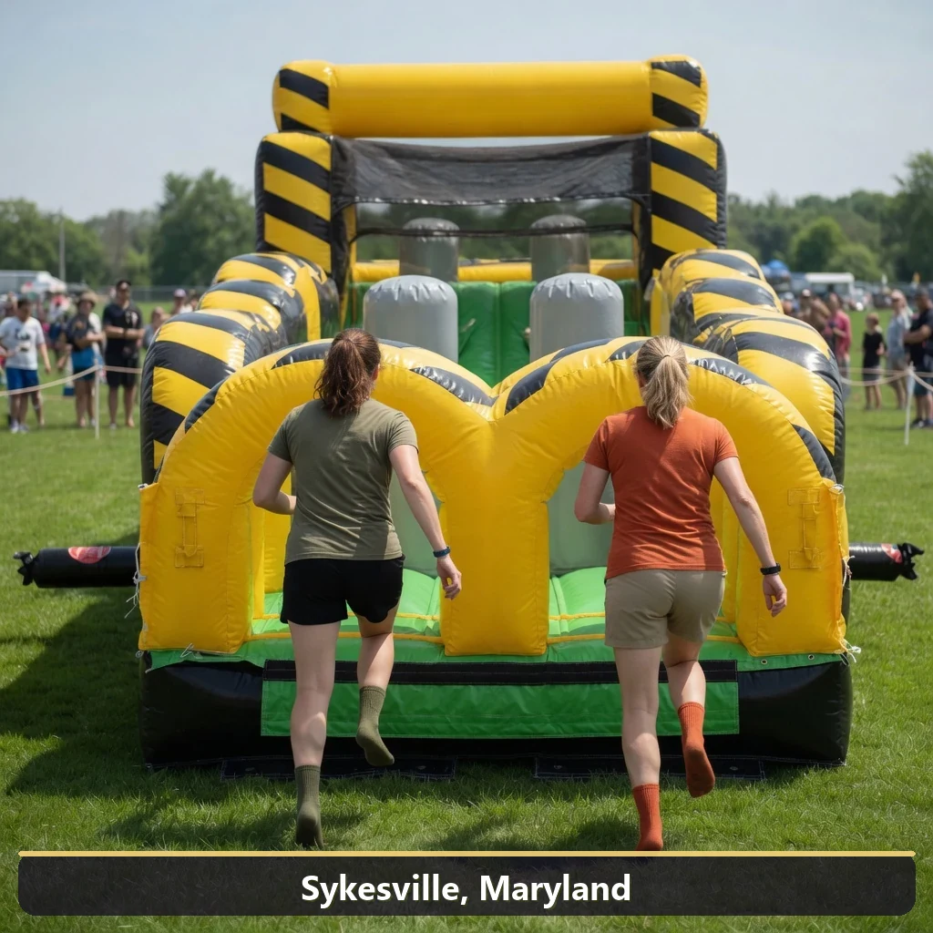 Inflatable obstacle course rental for events in Sykesville, Maryland