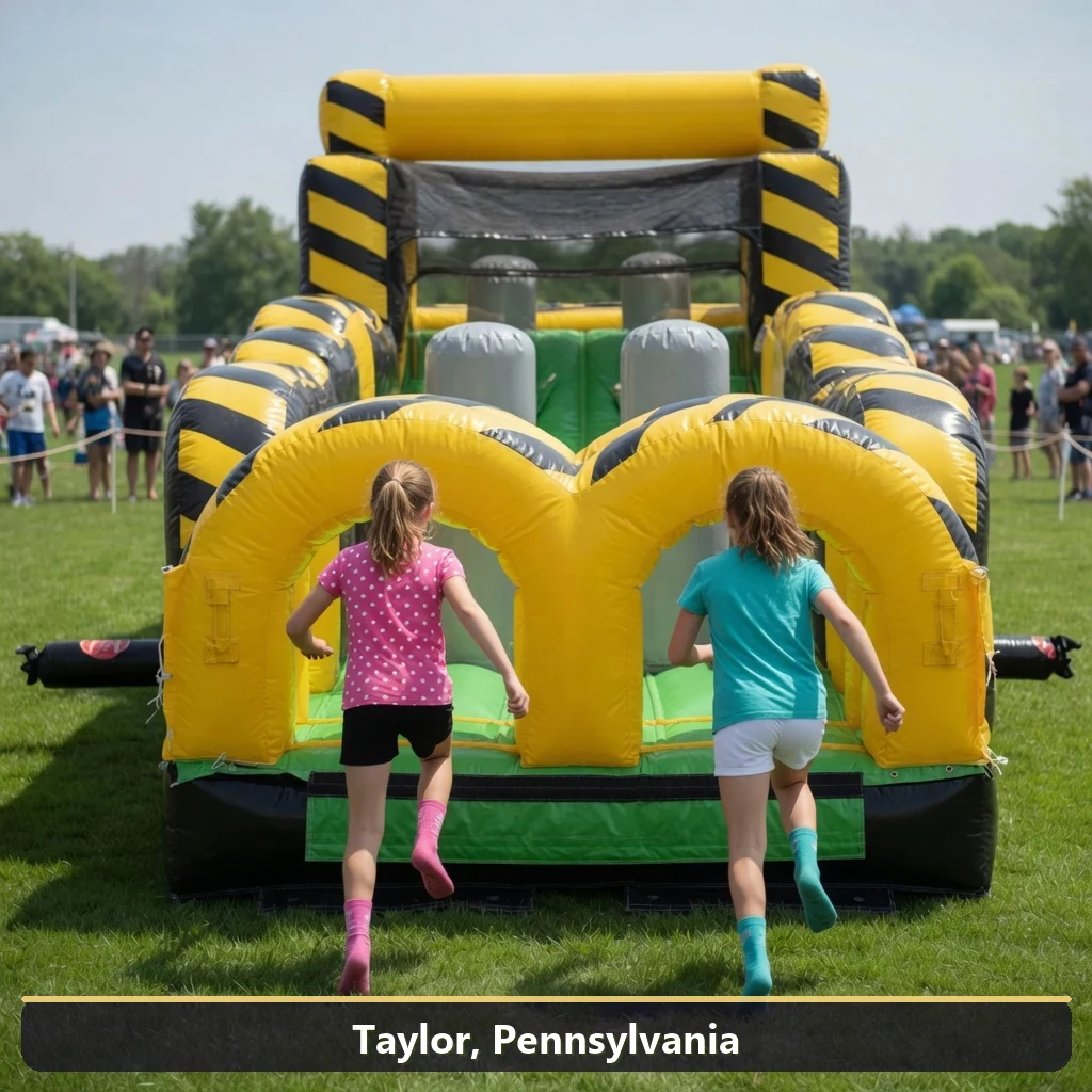 Inflatable obstacle course rental for events in Taylor, Pennsylvania