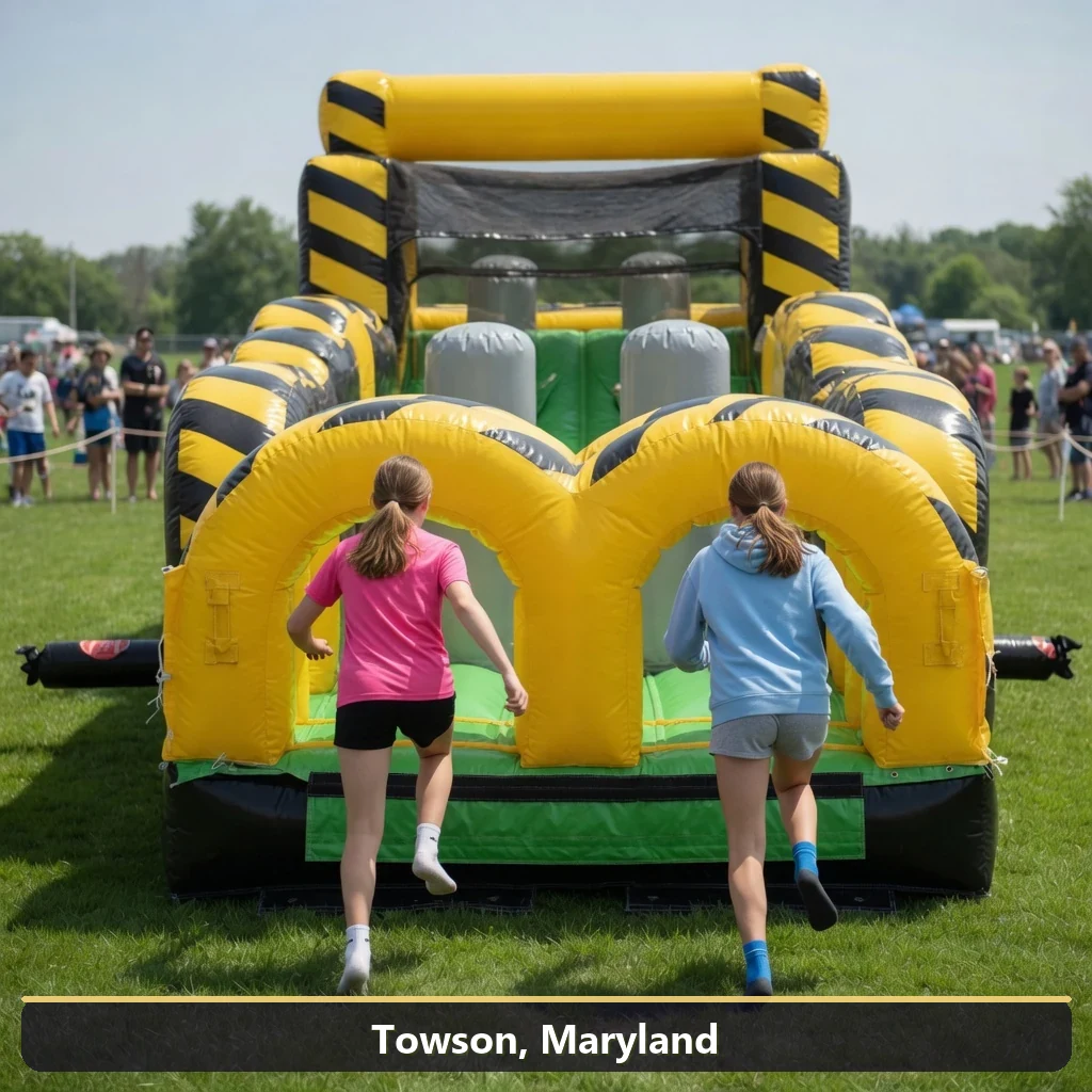 Inflatable obstacle course rental for events in Towson, Maryland