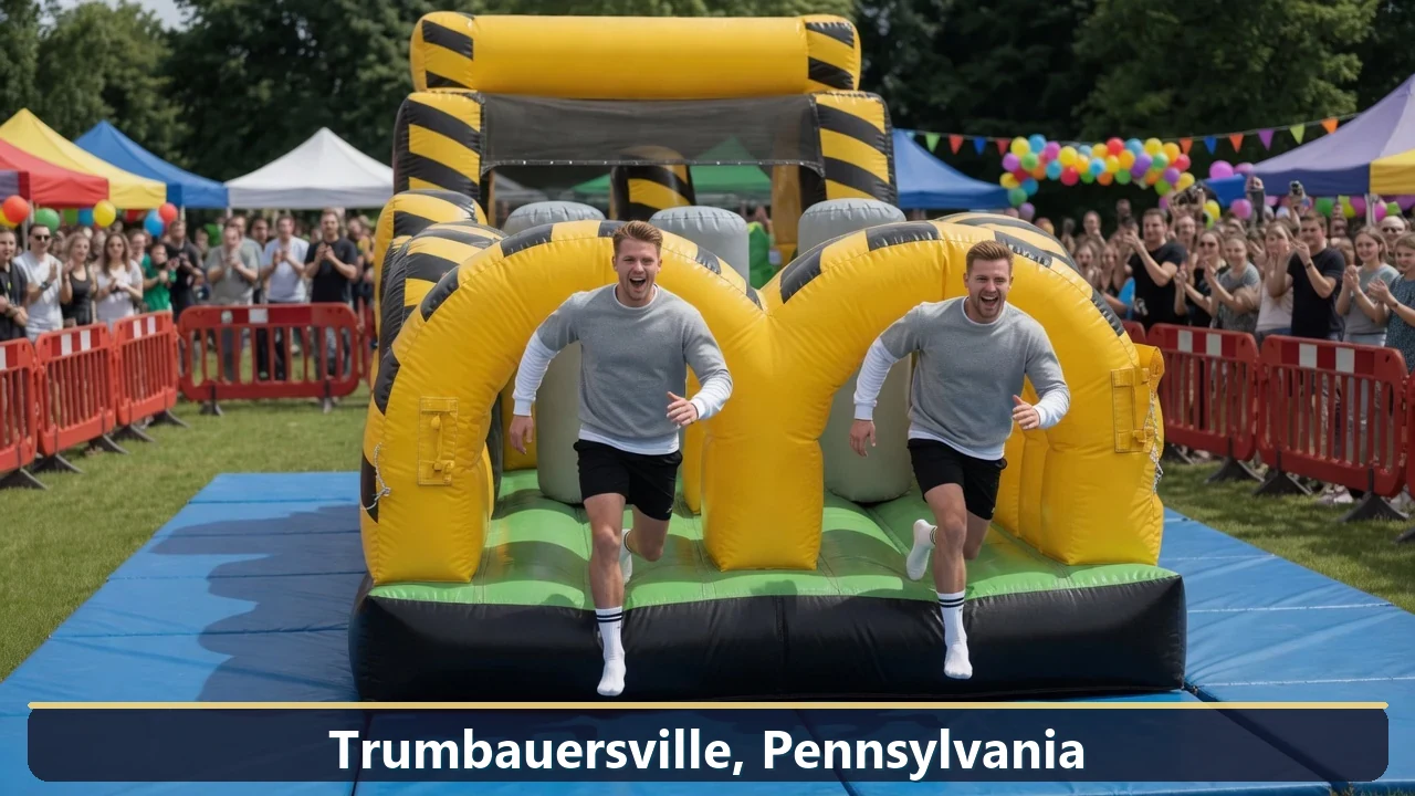 Inflatable obstacle course rental for events in Trumbauersville, Pennsylvania