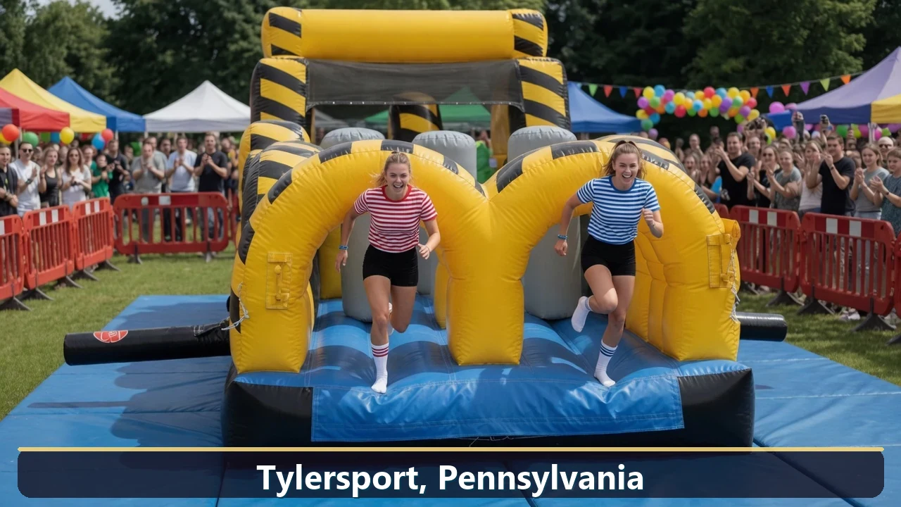 Inflatable obstacle course rental for events in Tylersport, Pennsylvania