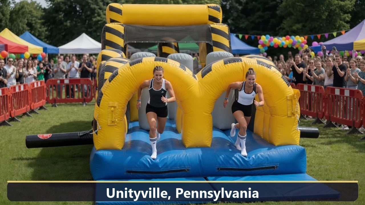 Inflatable obstacle course rental for events in Unityville, Pennsylvania