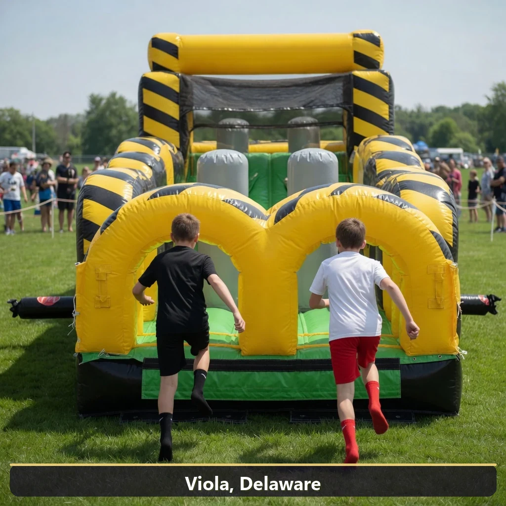 Inflatable obstacle course rental for events in Viola, Delaware