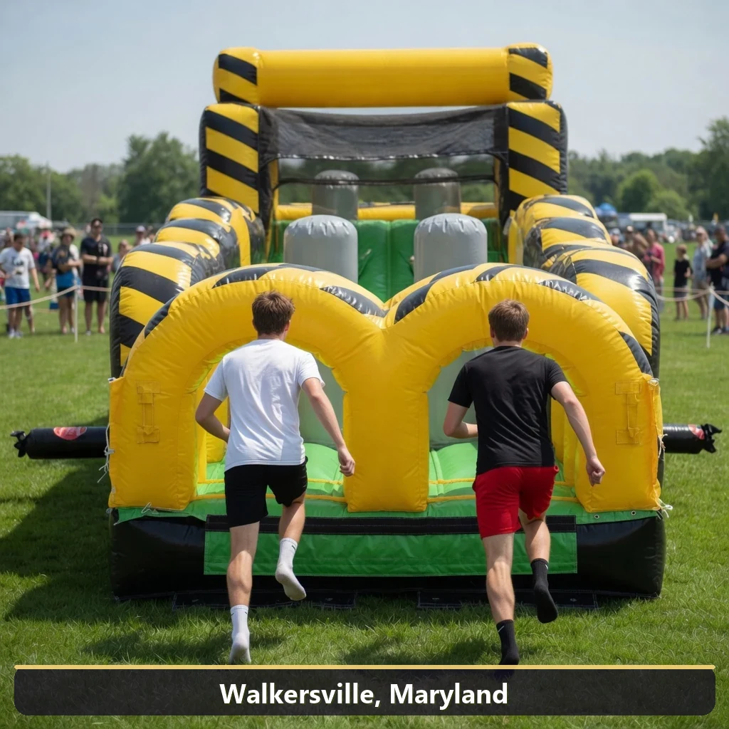 Inflatable obstacle course rental for events in Walkersville, Maryland