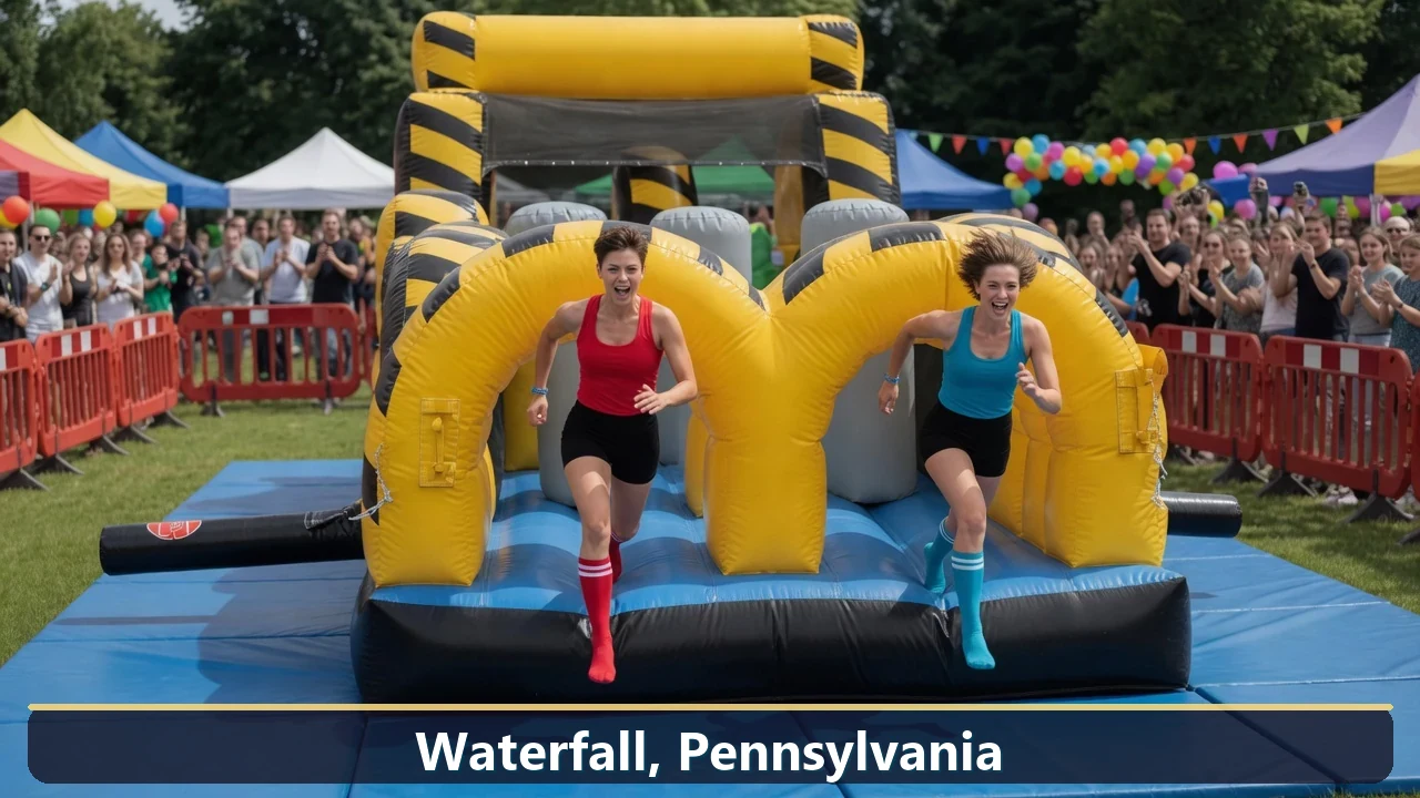 Inflatable obstacle course rental for events in Waterfall, Pennsylvania