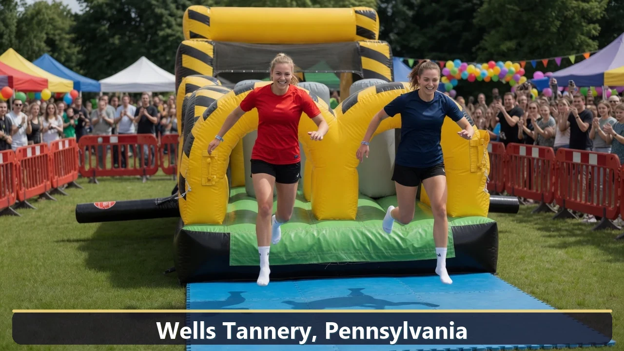 Inflatable obstacle course rental for events in Wells Tannery, Pennsylvania