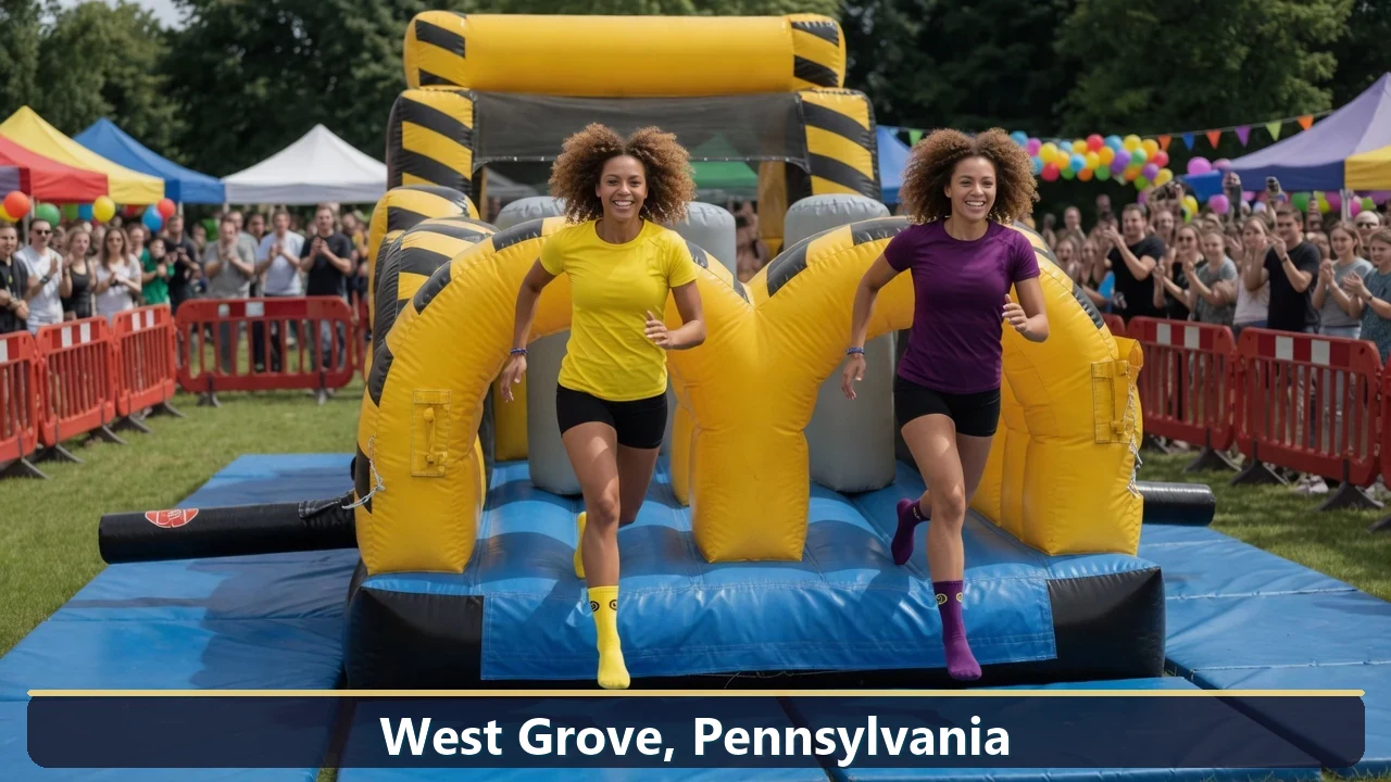 Inflatable obstacle course rental for events in West Grove, Pennsylvania