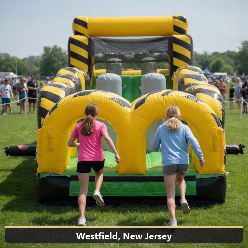 Inflatable obstacle course rental for events in Westfield, New Jersey