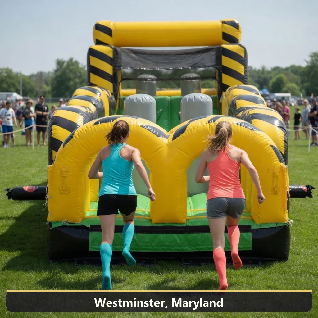 Inflatable obstacle course rental for events in Westminster, Maryland