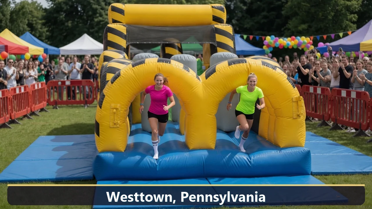 Inflatable obstacle course rental for events in Westtown, Pennsylvania