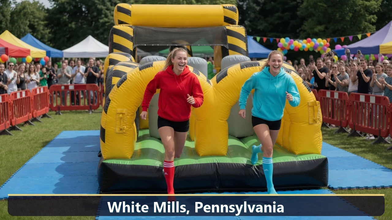 Inflatable obstacle course rental for events in White Mills, Pennsylvania
