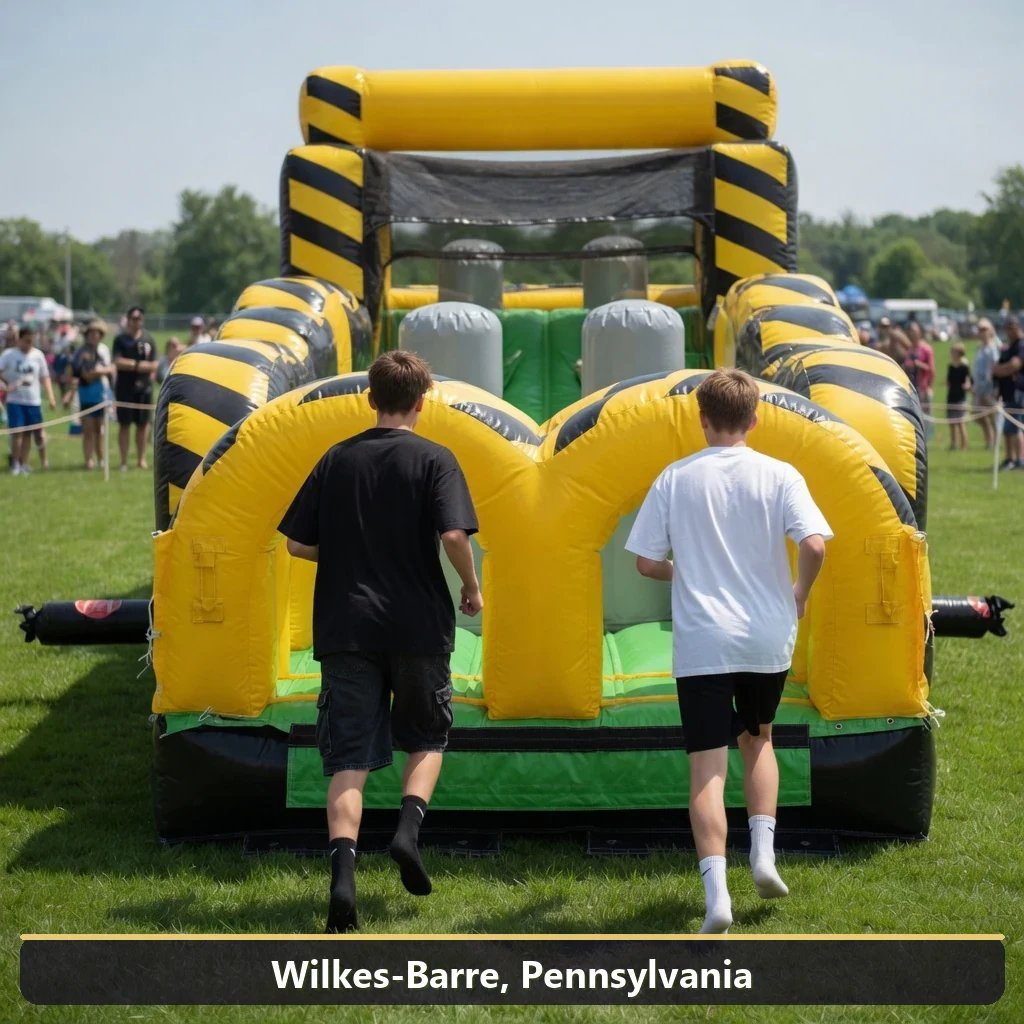 Inflatable obstacle course rental for events in Wilkes-Barre, Pennsylvania