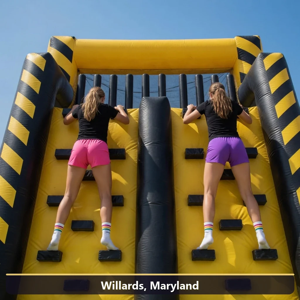 Inflatable obstacle course rental for events in Willards, Maryland