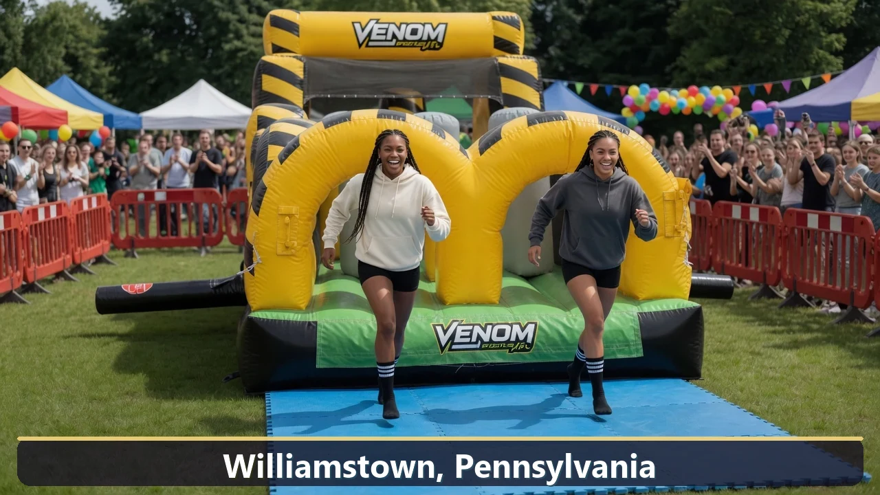 Inflatable obstacle course rental for events in Williamstown, Pennsylvania