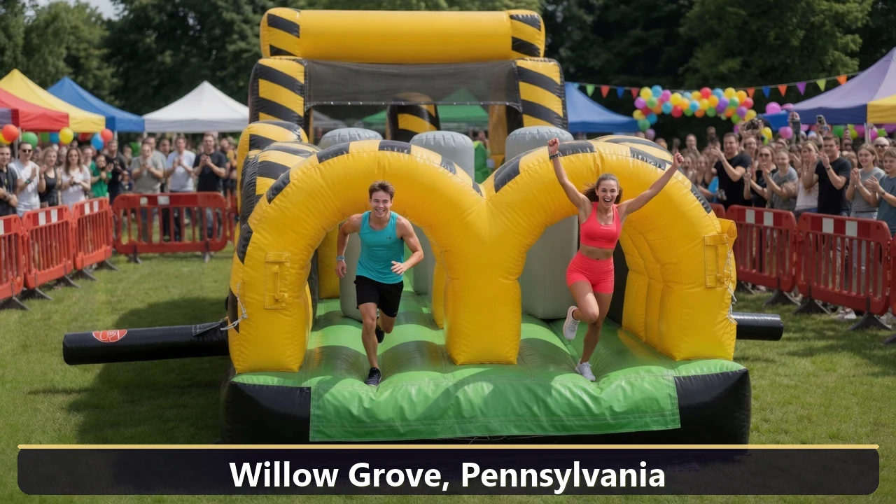 Inflatable obstacle course rental for events in Willow Grove, Pennsylvania